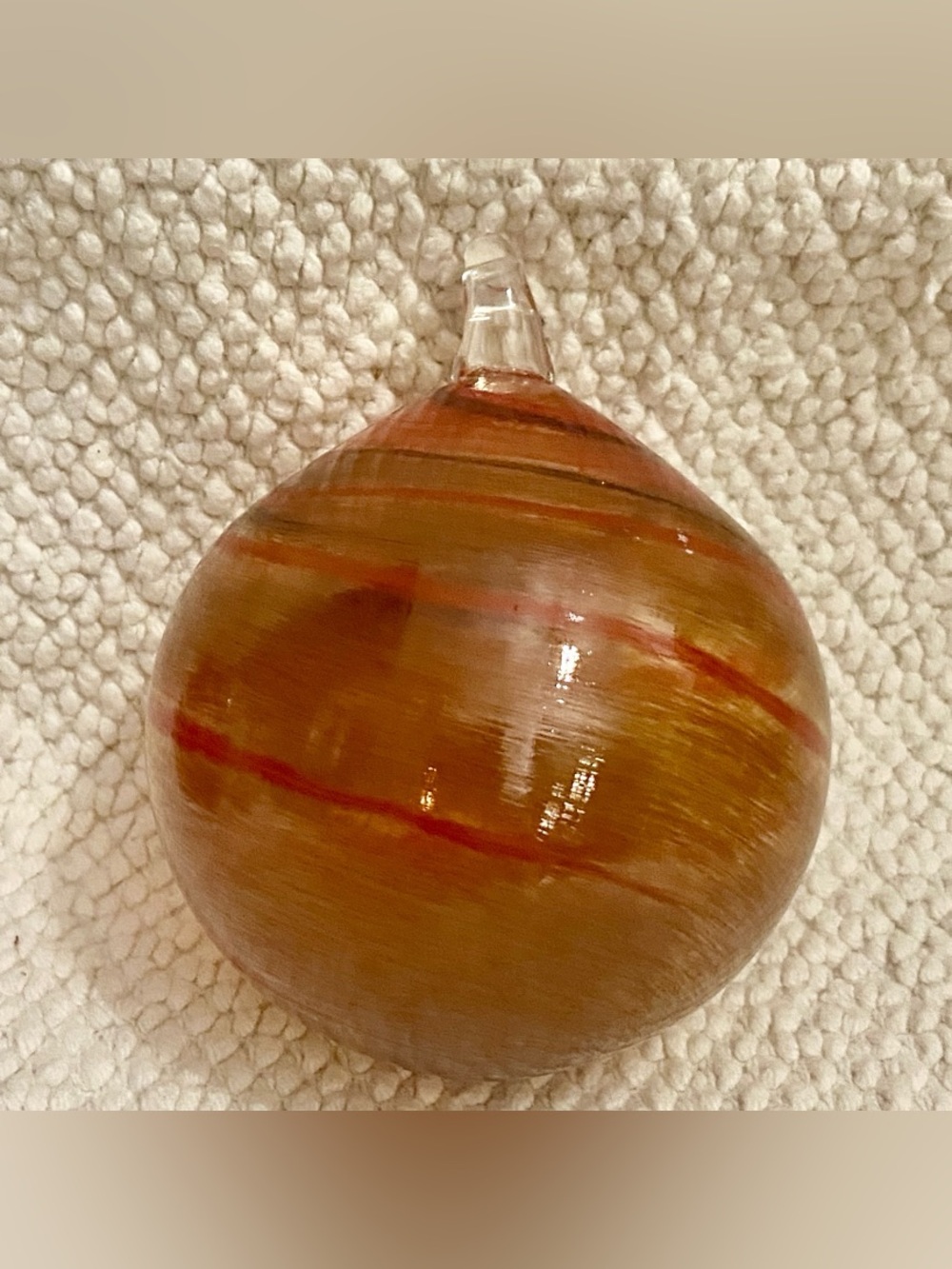 Vintage, Blown Round Amber Glass Christmas Ornaments